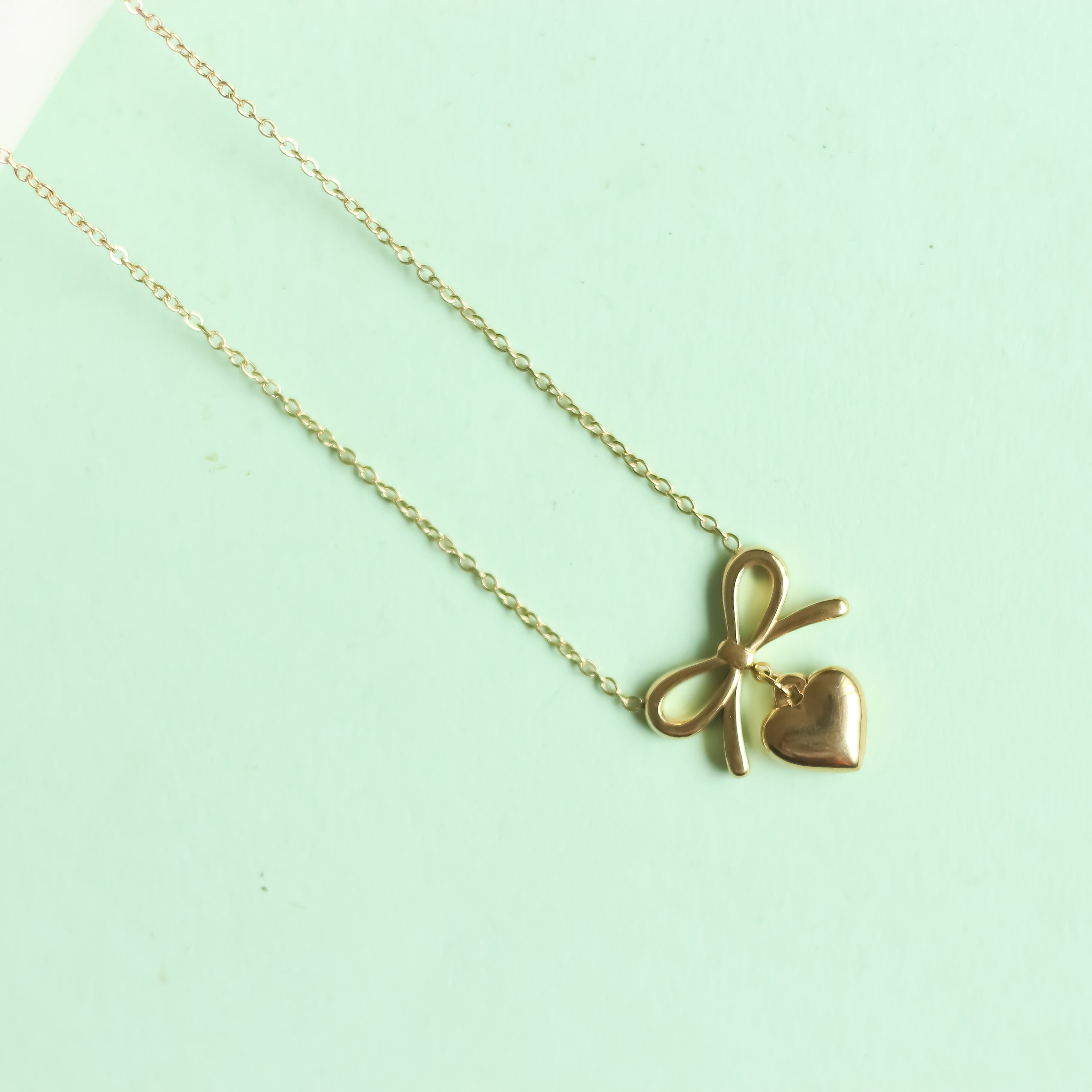 Bow Heart Necklace