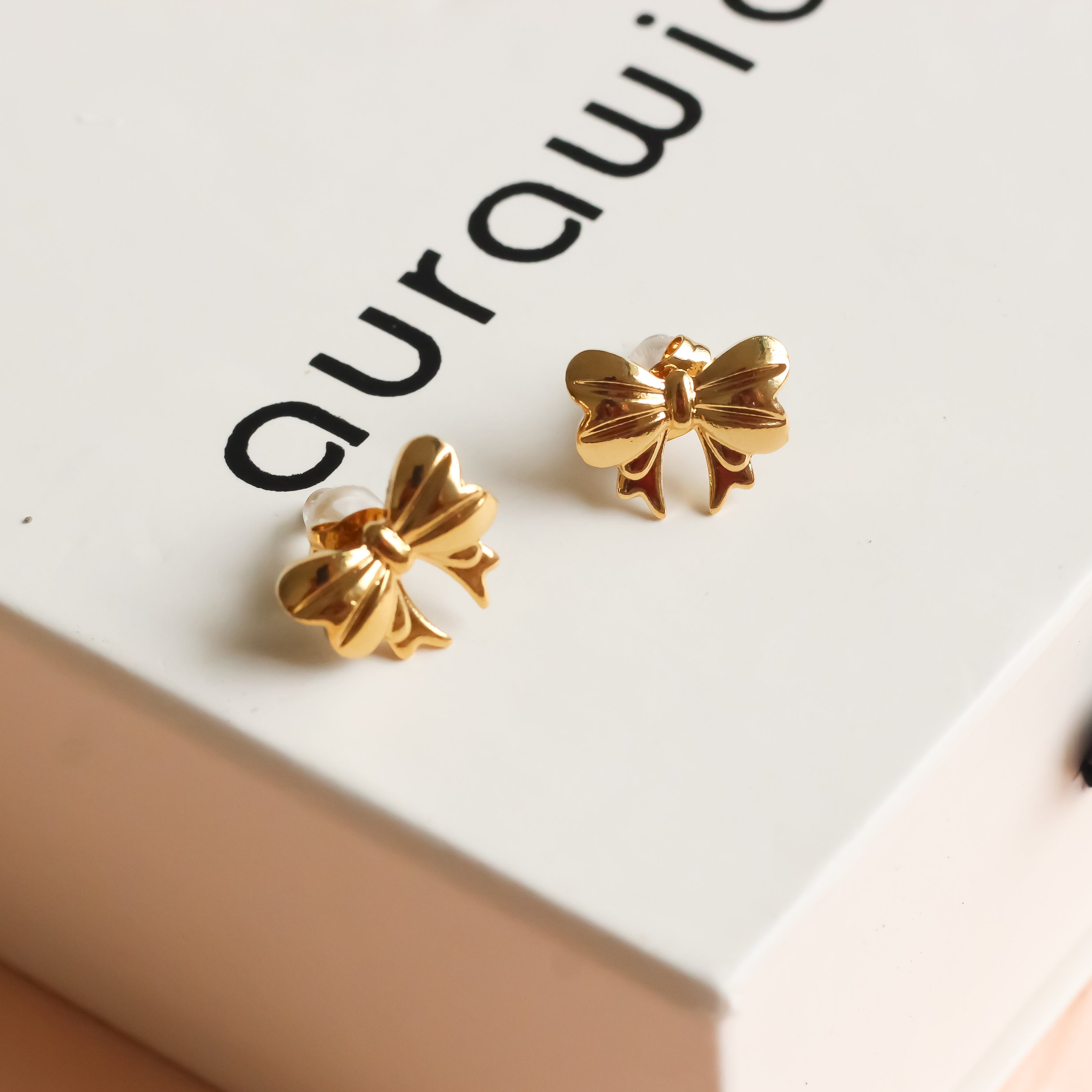 Gold Tiny Bow Studs