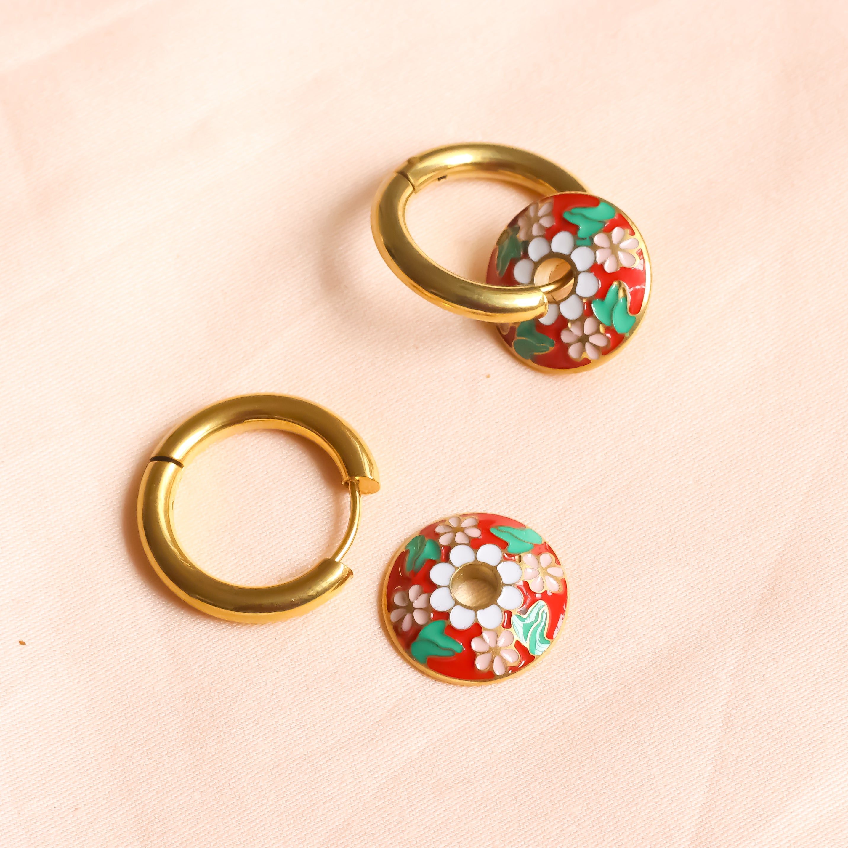 18K Gold Plated | Retro Enamel Earrings