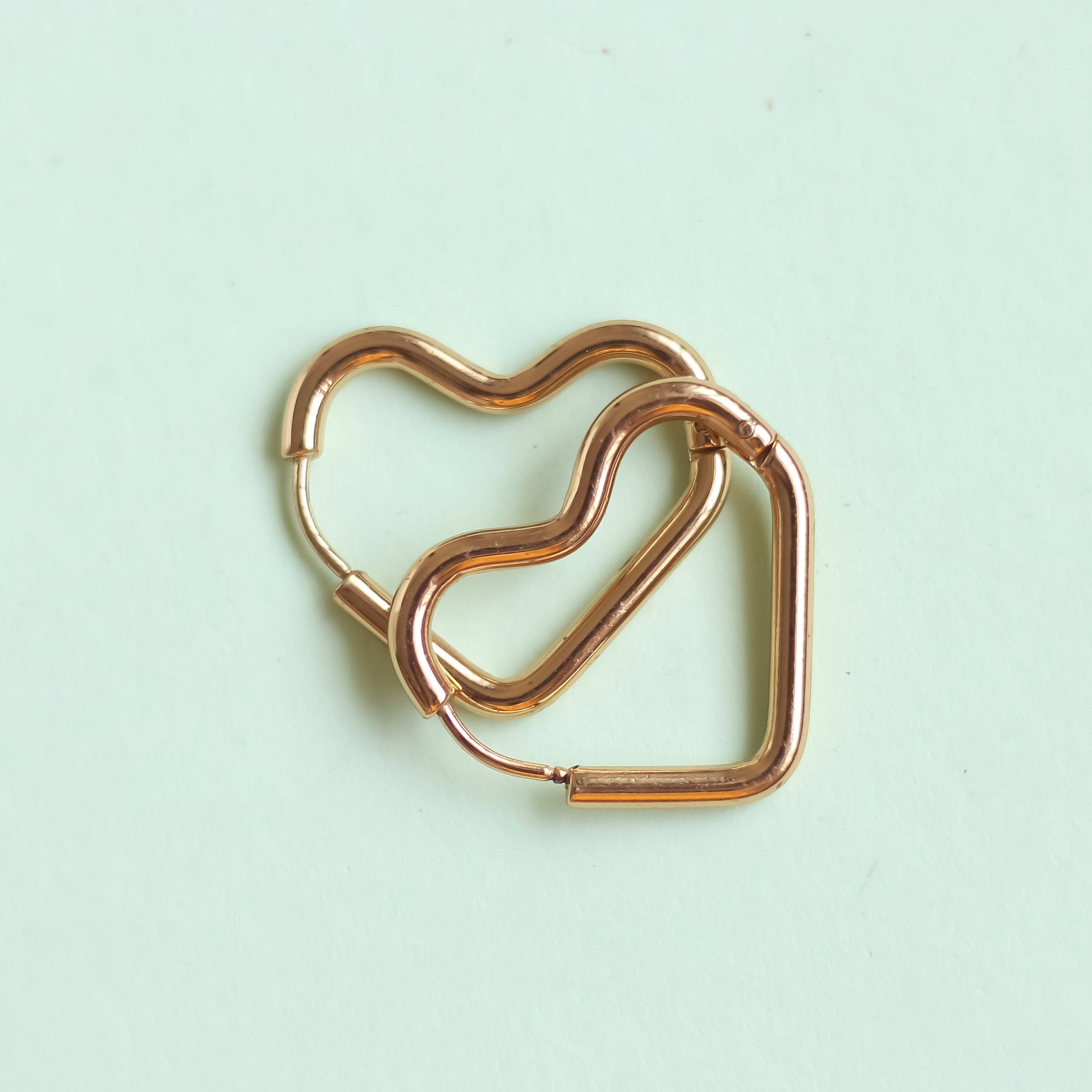 Heart Shaped Golden Hoops