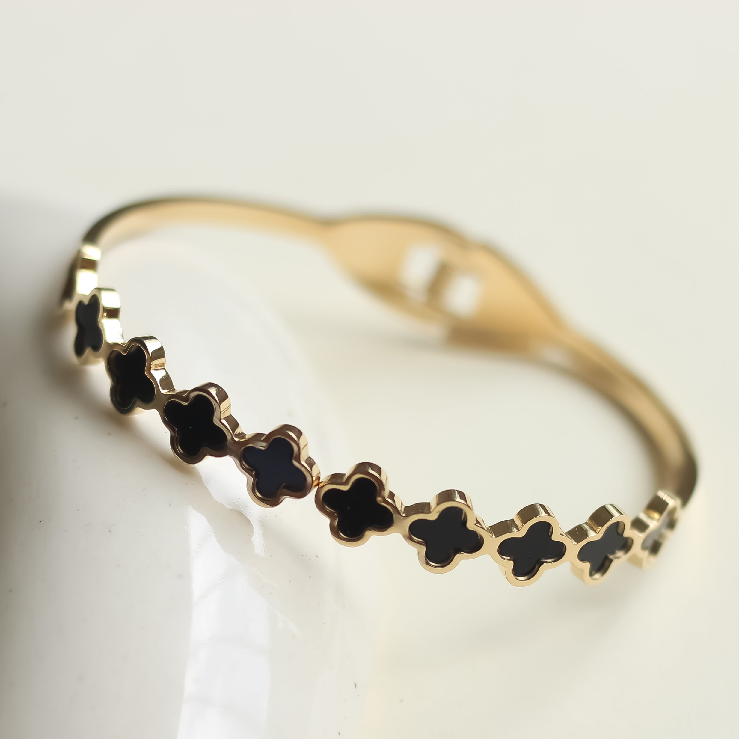 Black Clover Bracelet | Open Cuff Bracelet