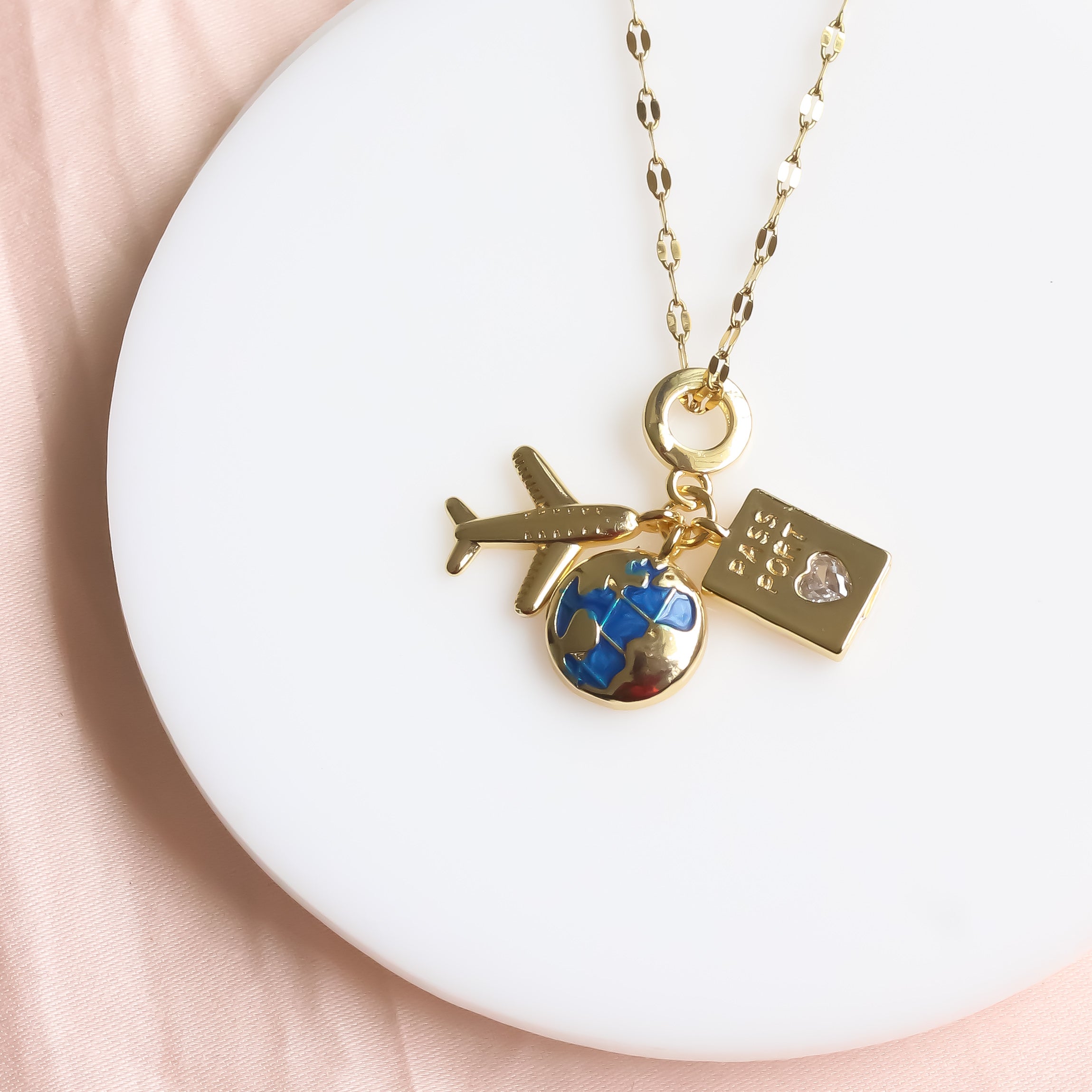 18K Gold Plated | Multi Charm Necklace | Travel Inspired