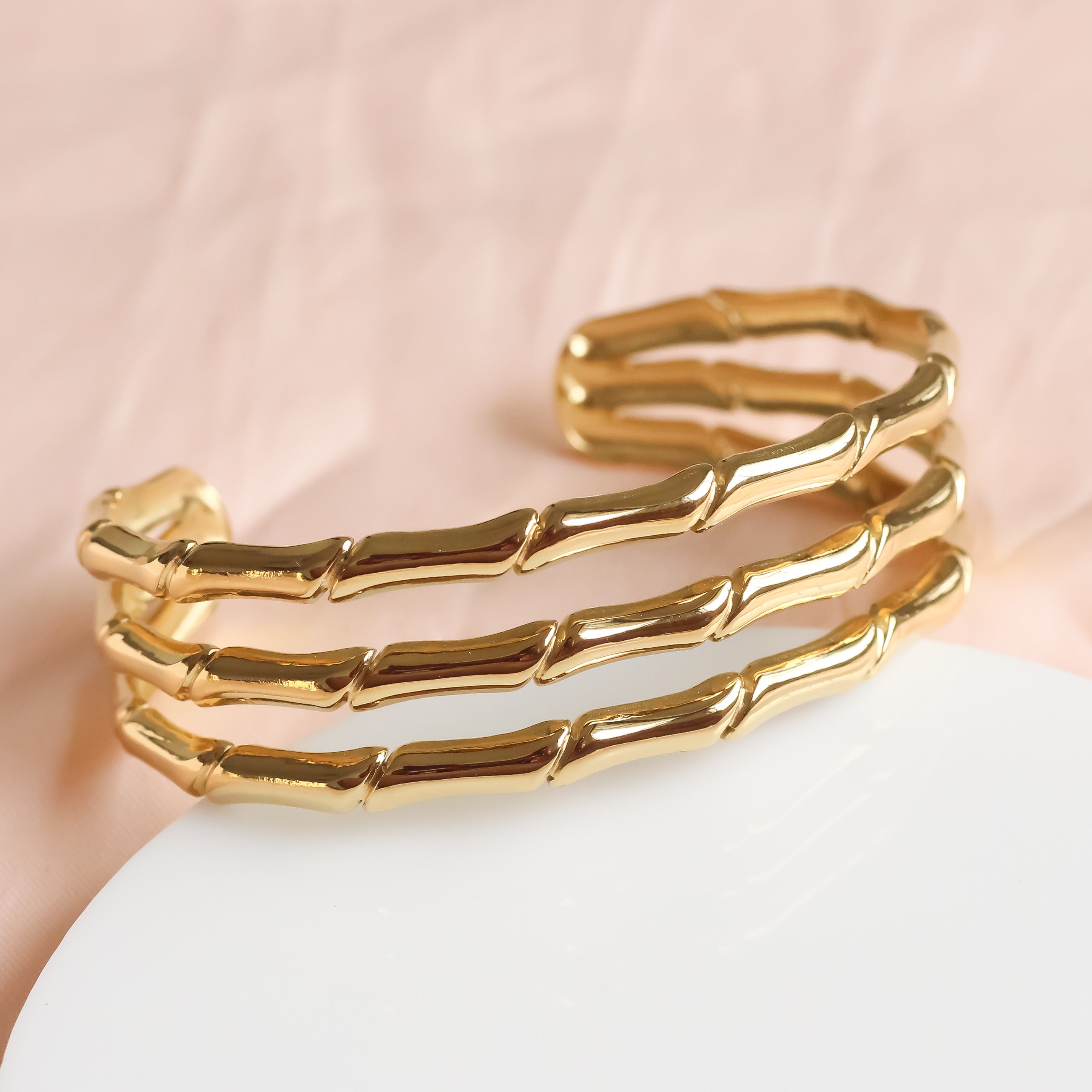 Layer Bamboo Cuff Bracelet | Adjustable