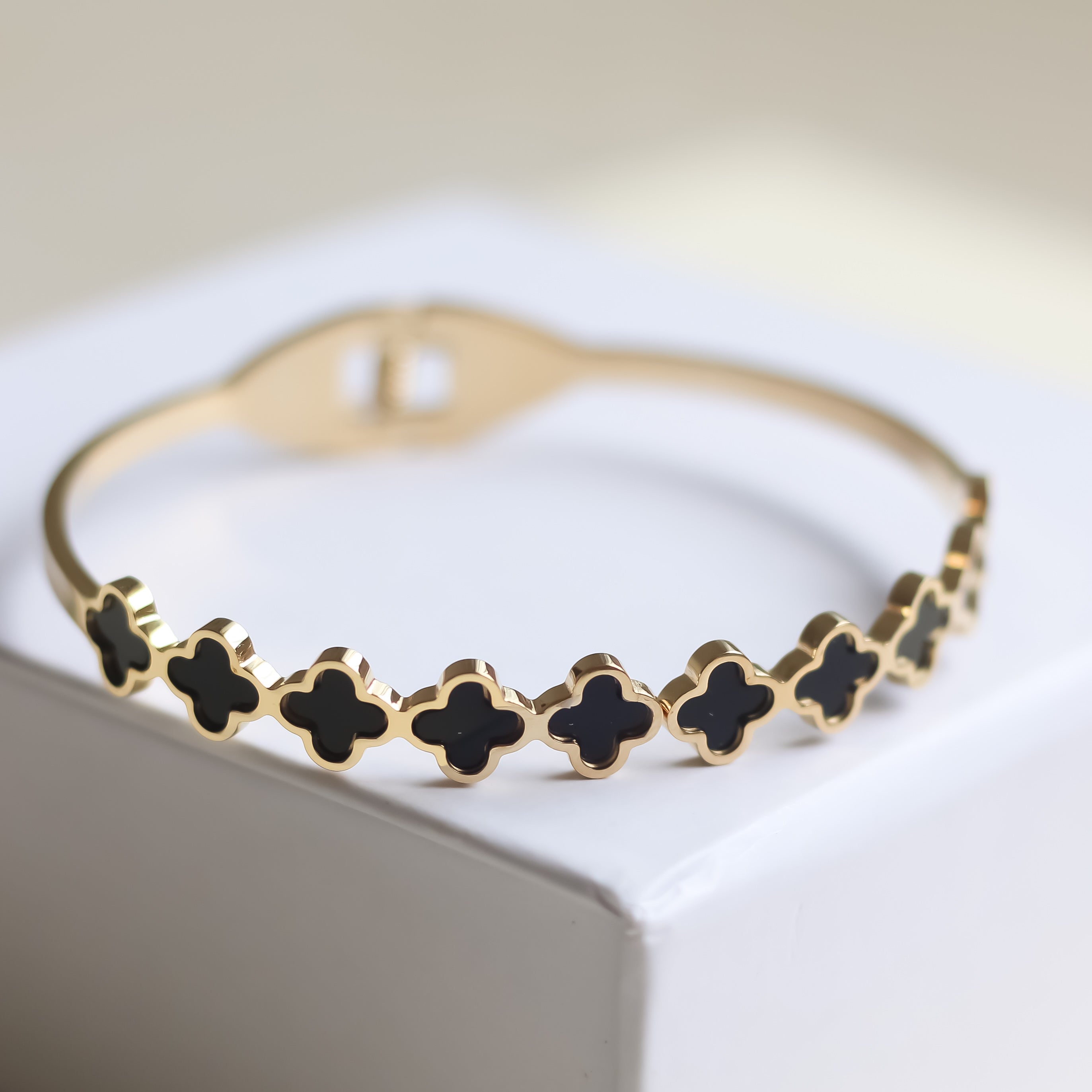 Black Clover Bracelet | Open Cuff Bracelet