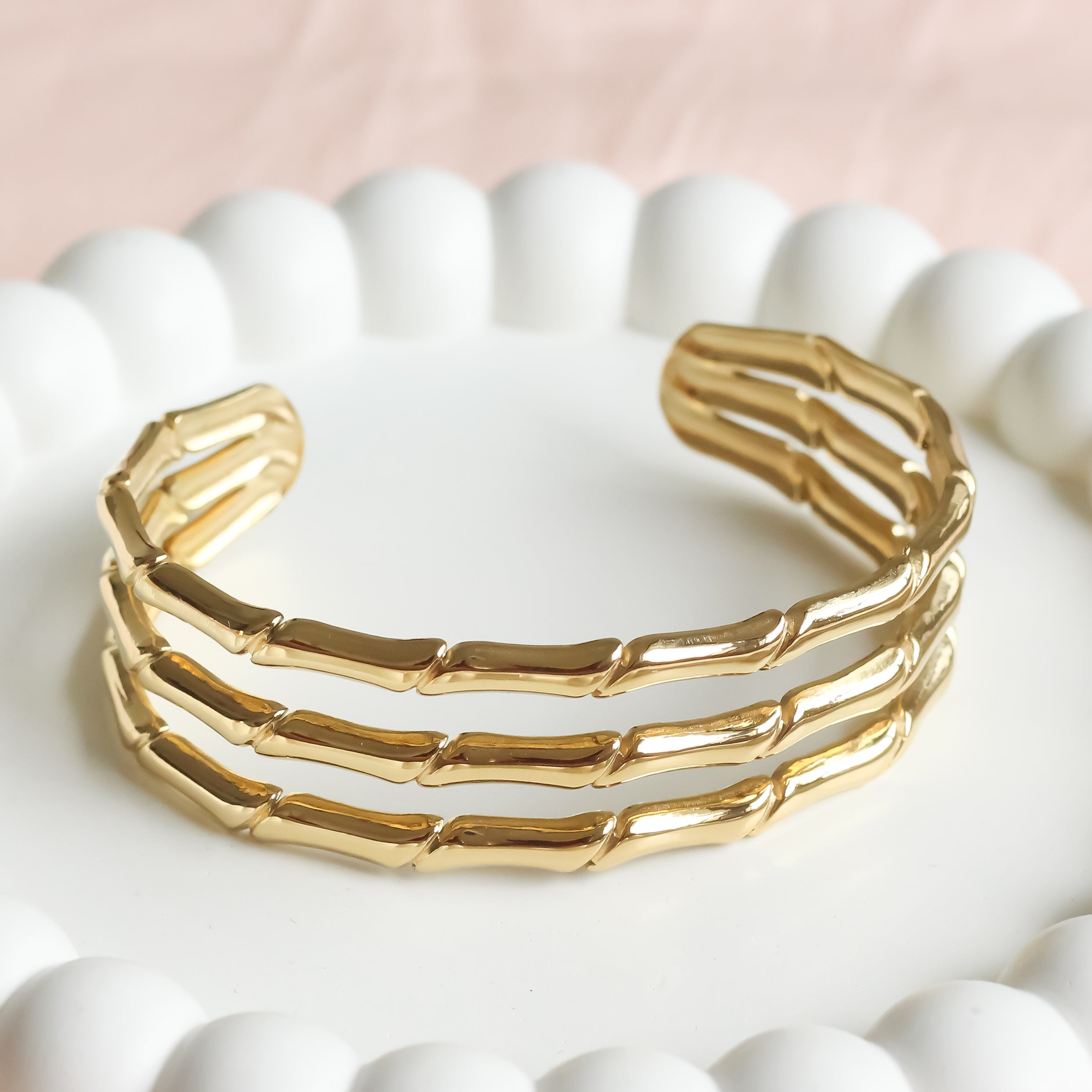 Layer Bamboo Cuff Bracelet | Adjustable