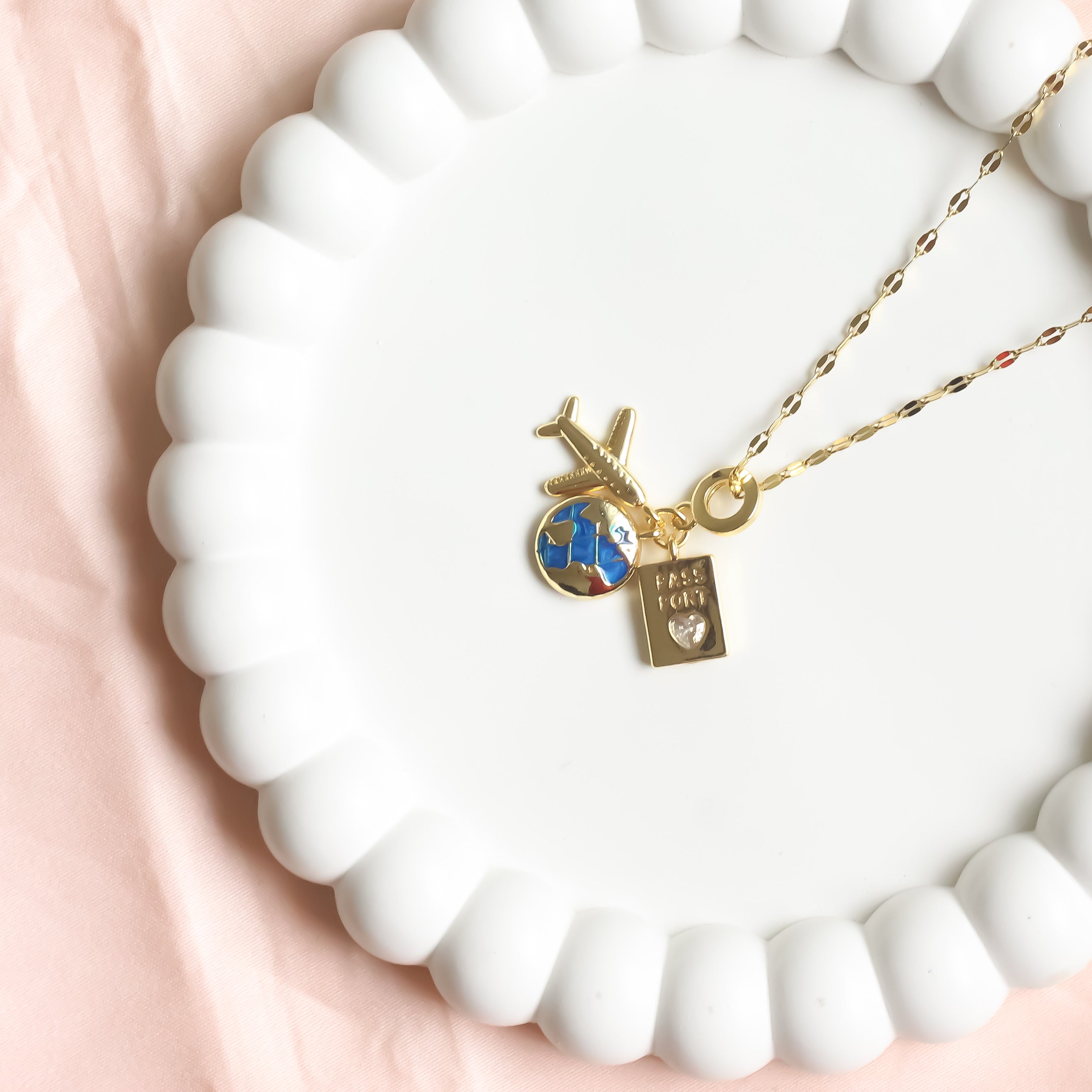 18K Gold Plated | Multi Charm Necklace | Travel Inspired