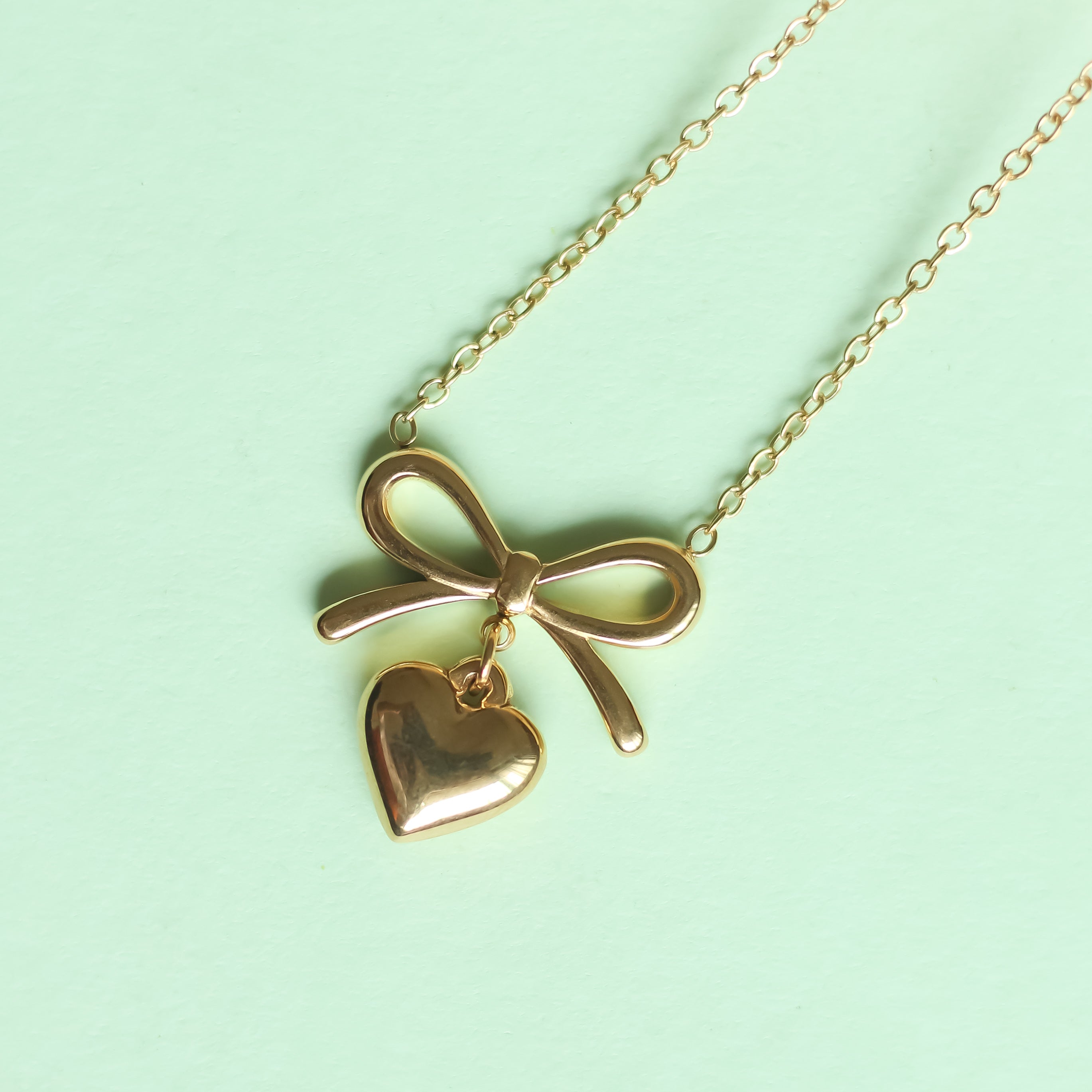 Bow Heart Necklace