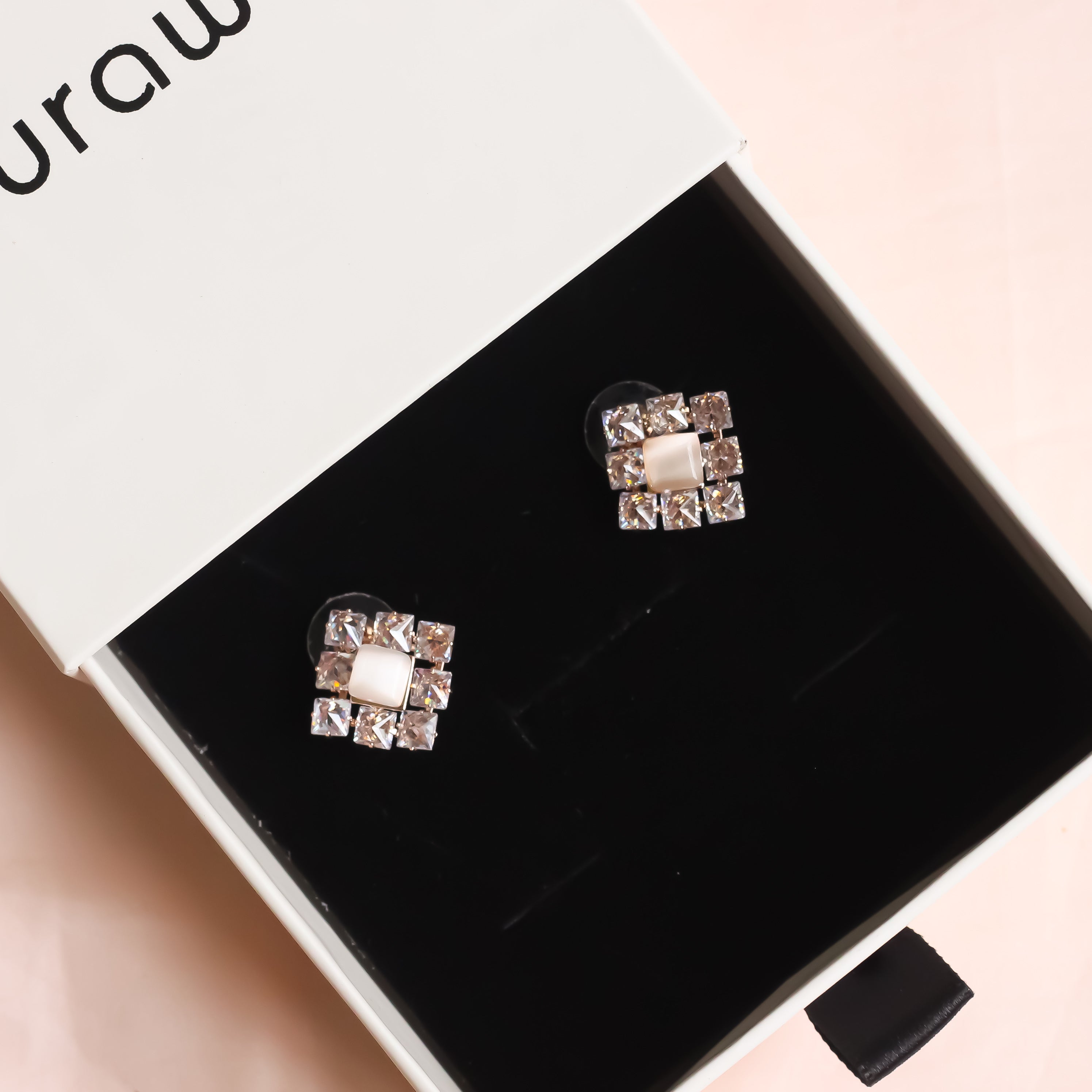 Elegance Square Studs | Rose Gold