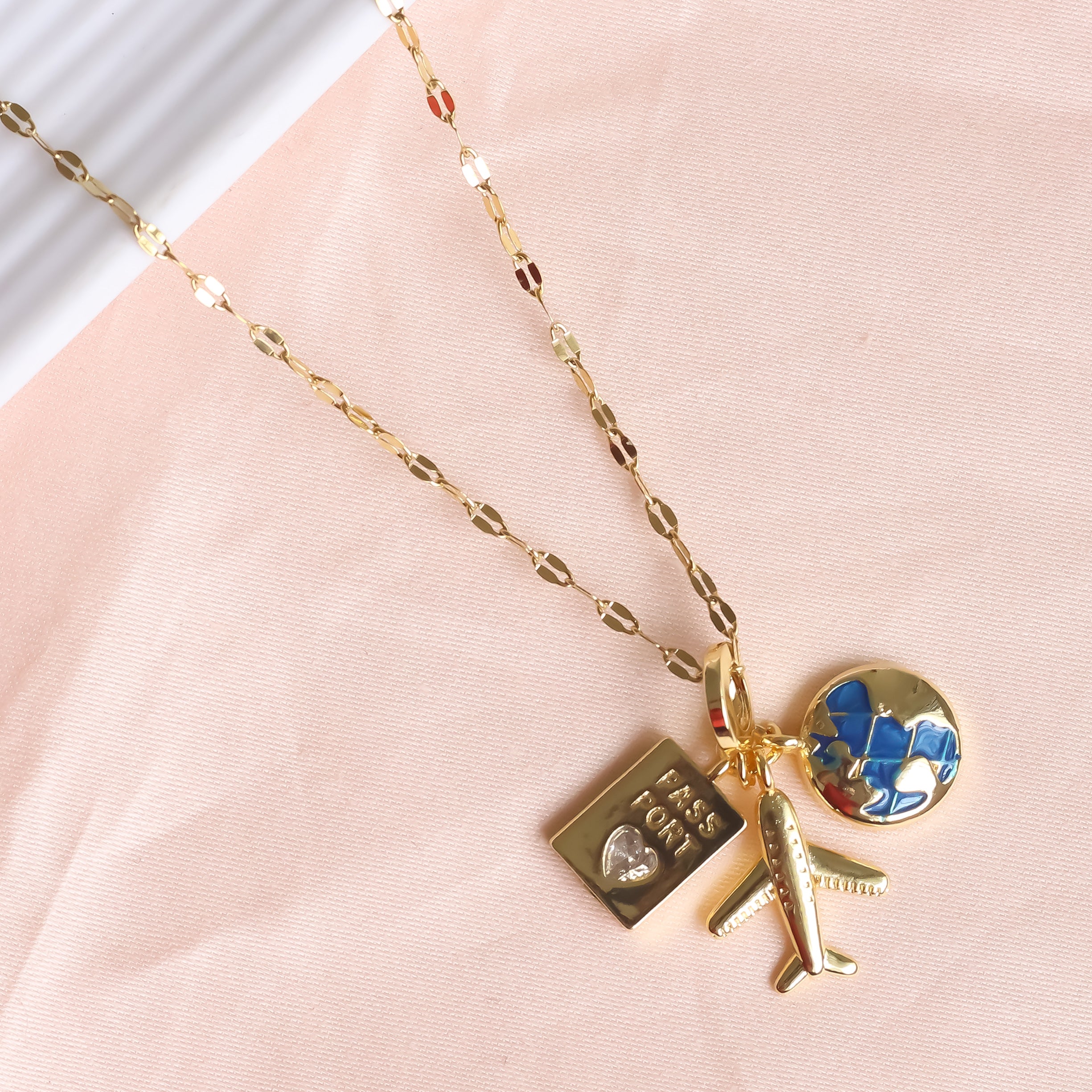 18K Gold Plated | Multi Charm Necklace | Travel Inspired