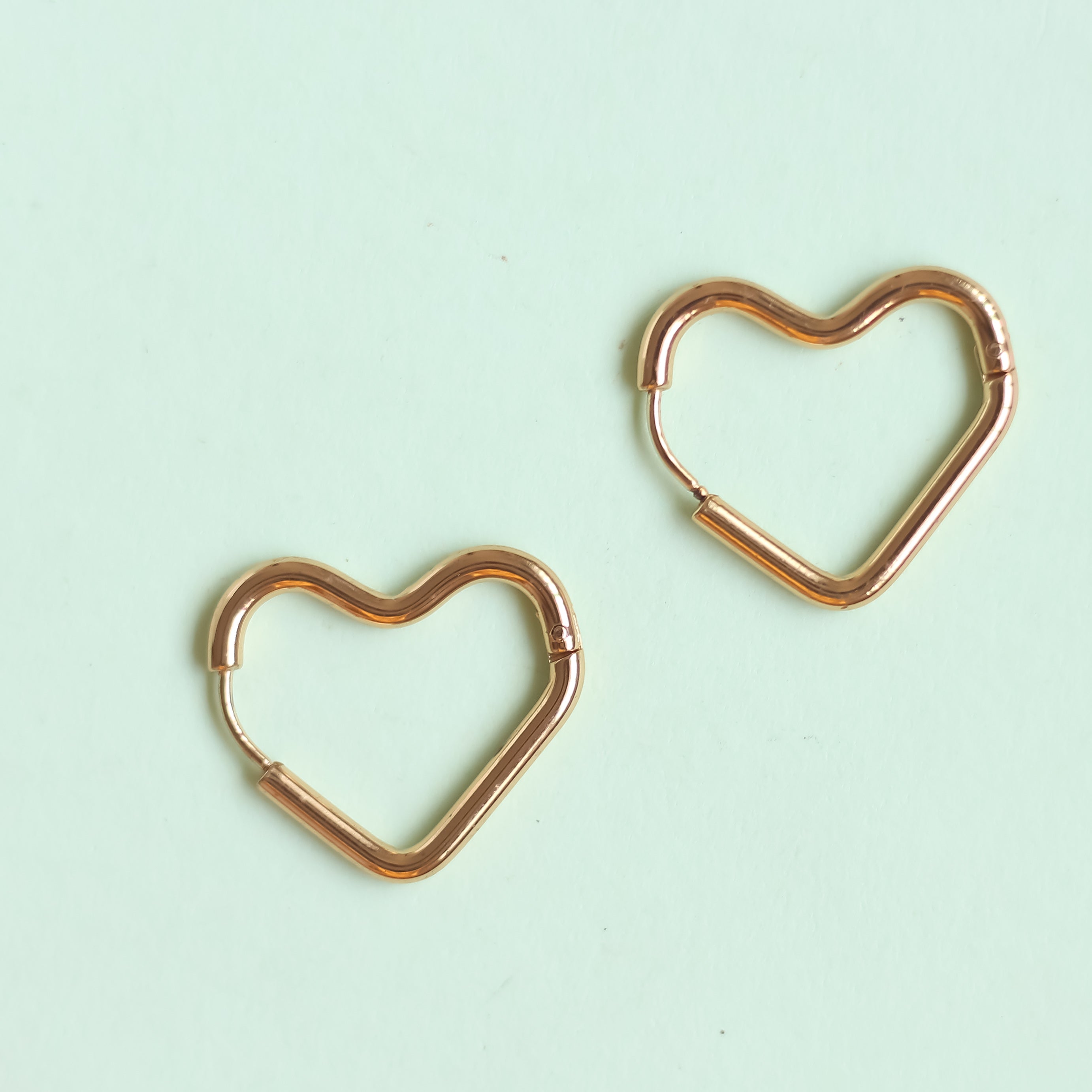 Heart Shaped Golden Hoops