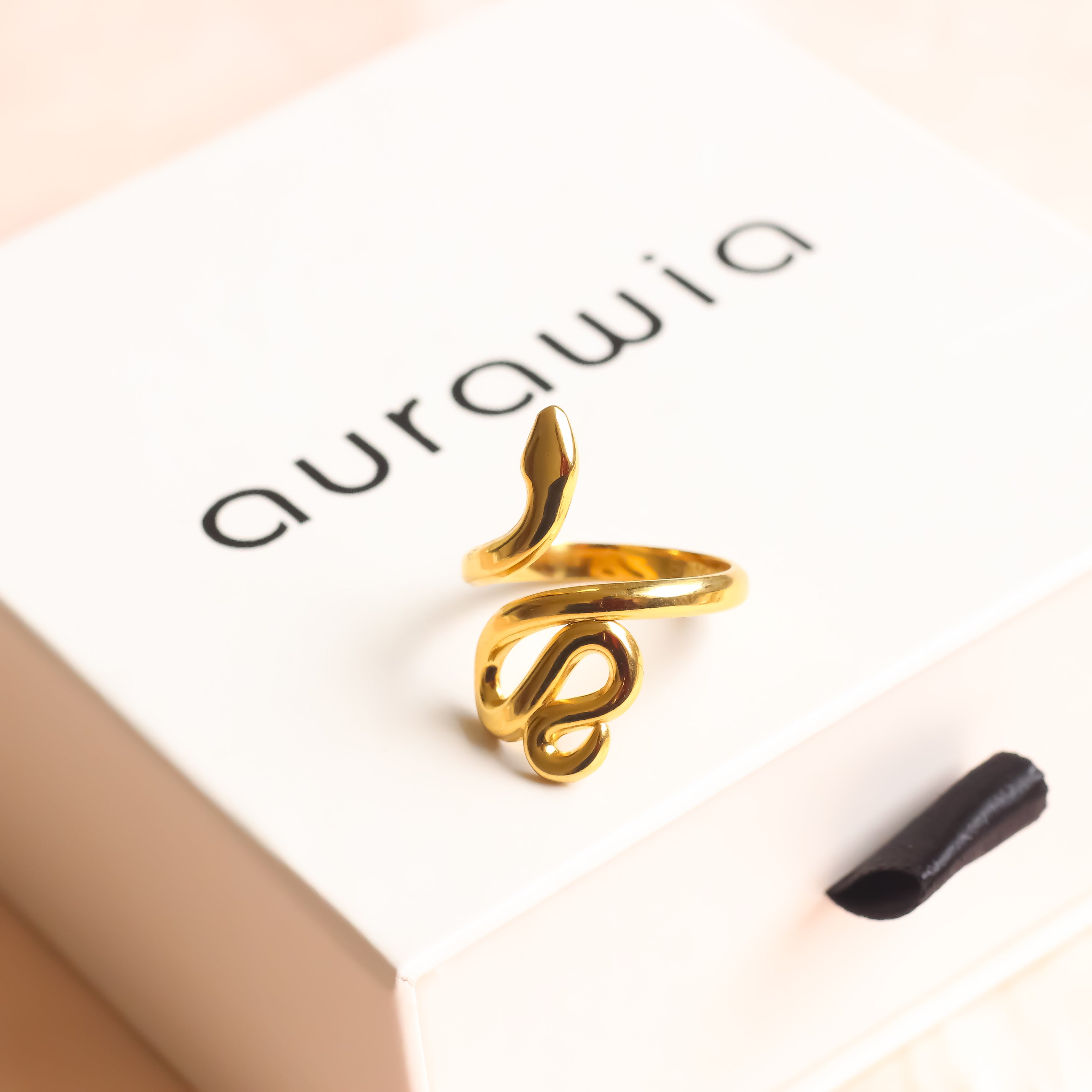 Gold Snake Ring | Adjustable Ring