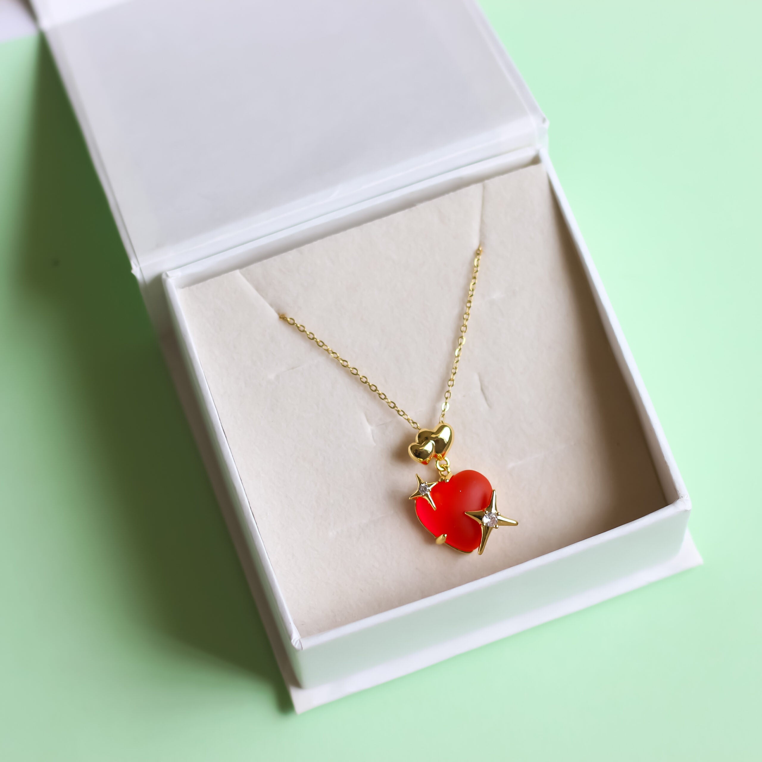 Red Enamel Heart Necklace