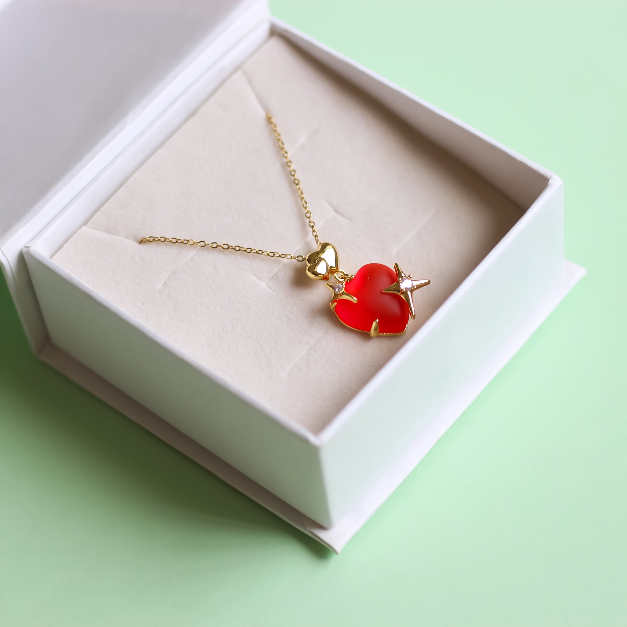 Red Enamel Heart Necklace