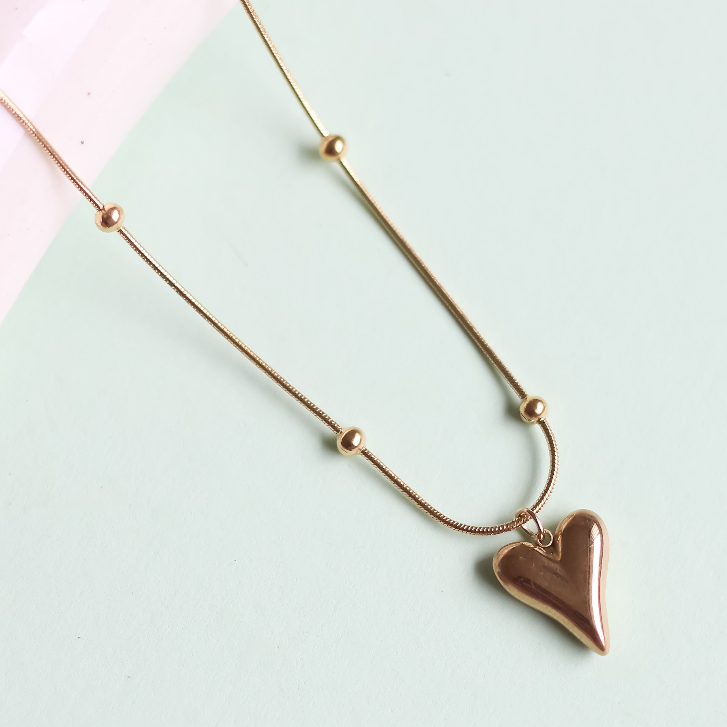 Elongated Puffy Heart Necklace