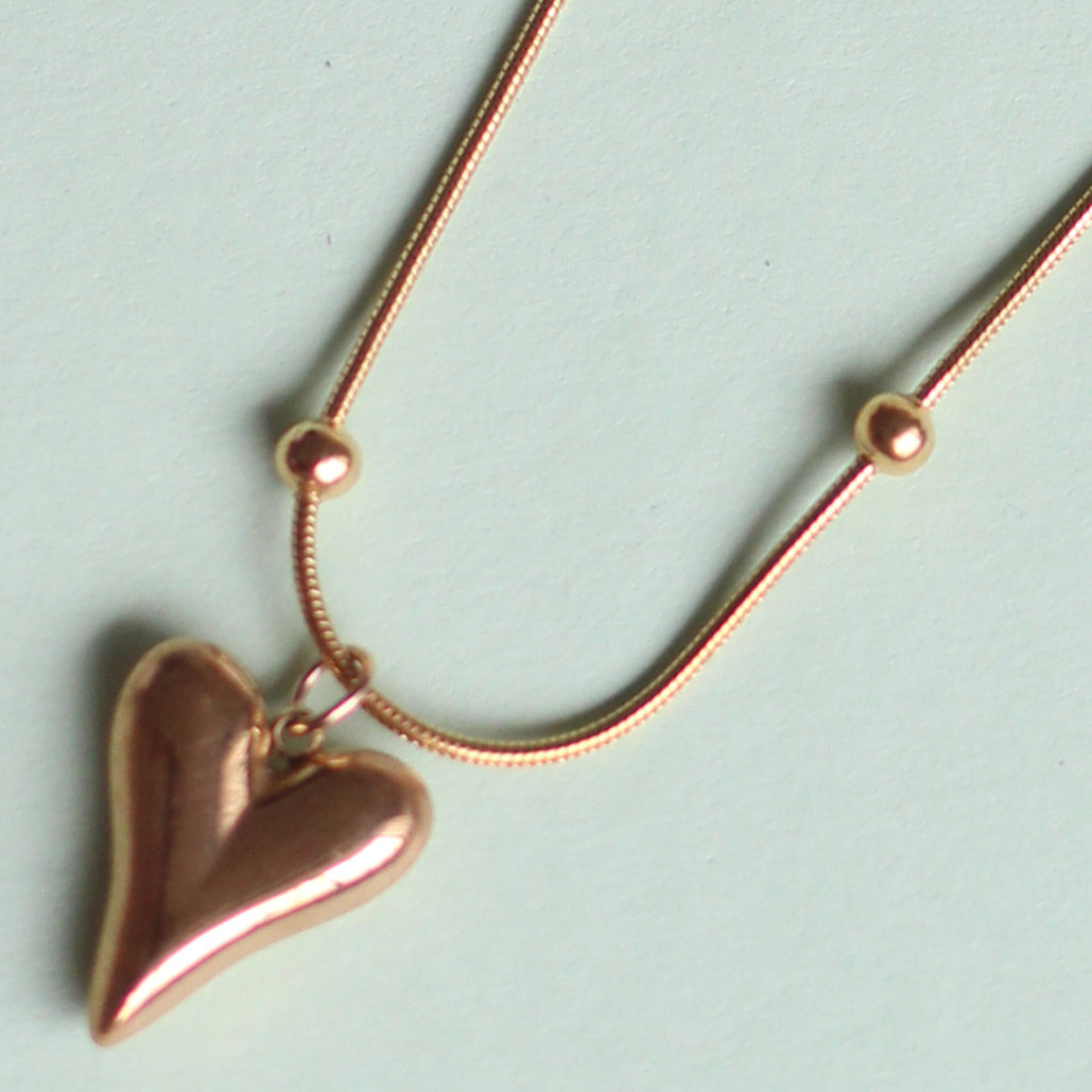 Elongated Puffy Heart Necklace