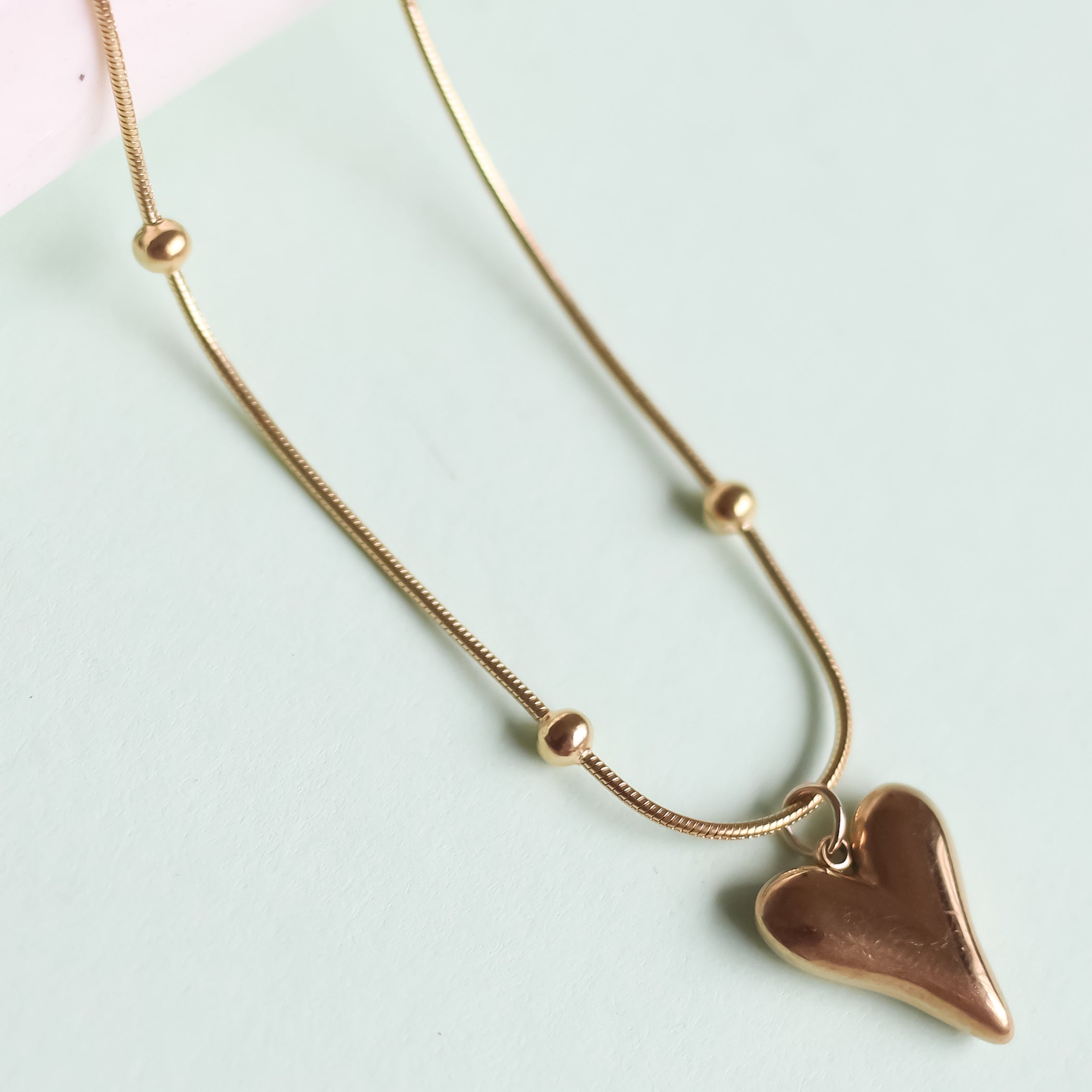 Elongated Puffy Heart Necklace