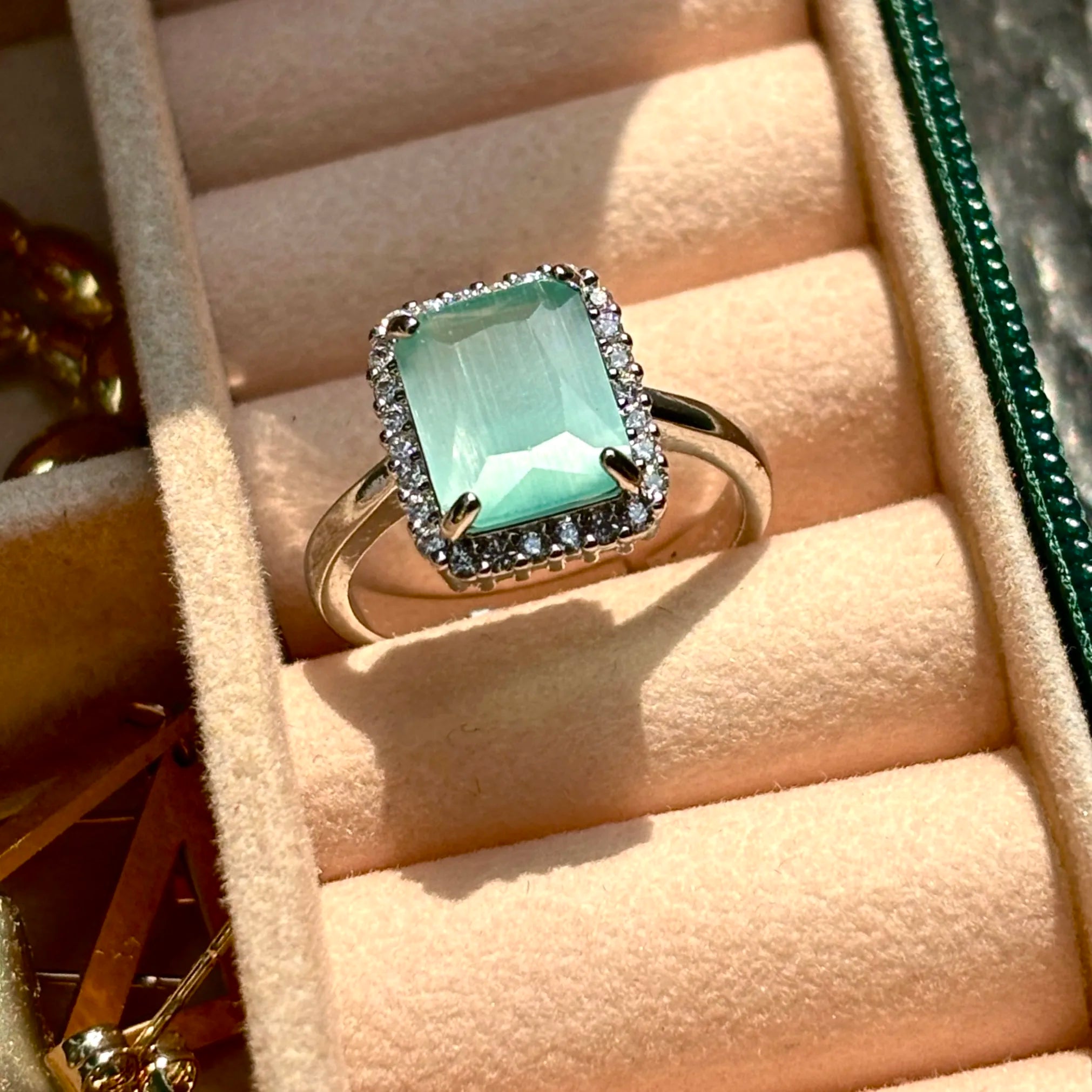 Mint Stone Studded Ring