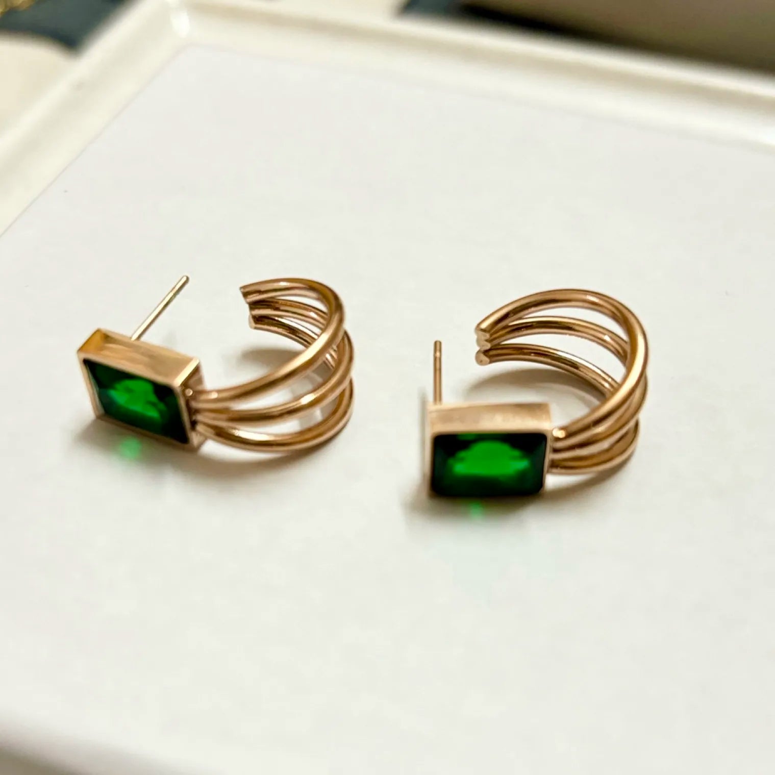 Emerald stone cuffs