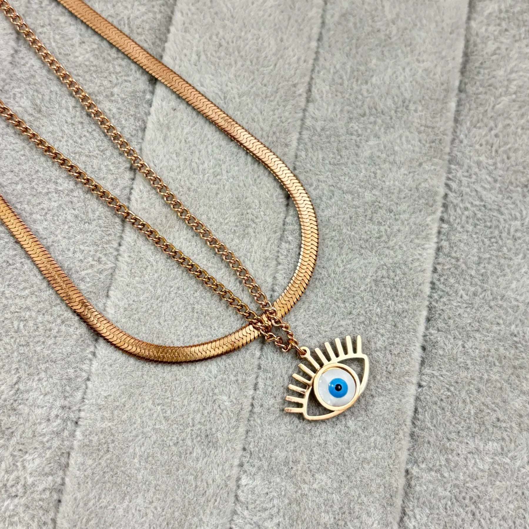 Double Layered Evil Eye Necklace